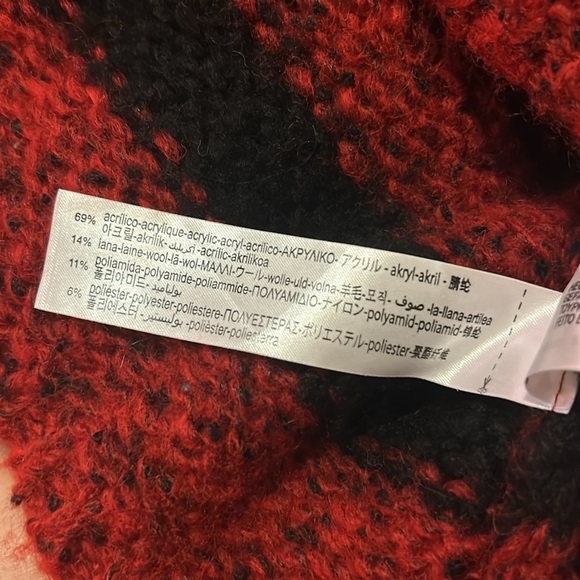 Zara Wool Blend Striped Red and Black Women's Crop Knit Sweater - Picture 2 of 3